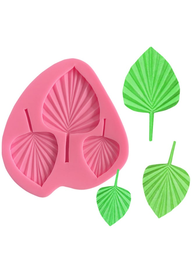 Loquat Size Fan-shaped Pleated Leaves Turtle Leaf Silicone Mold Fold Cake Chocolate Mold Baking Decorative Mold-Specifications:Pink - Image 1