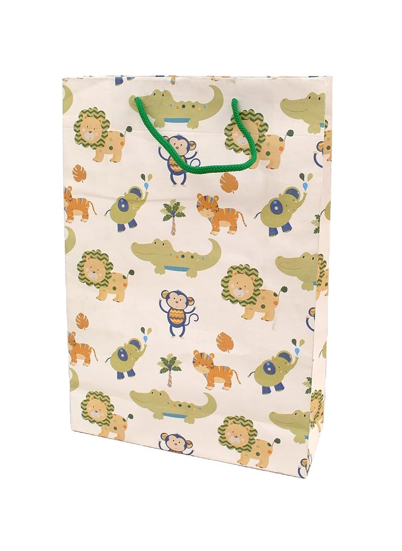 Skywalk Skywalk Gift Bags-Medium Paper Bags For Return Gifts-Party Favor Goodie Bags, Medium Carry Bags Size 10X4X15 Inches For Gifting, Paper Gift Covers- Paper Bags (Pack Of 10, Jungle Animal),Multi 