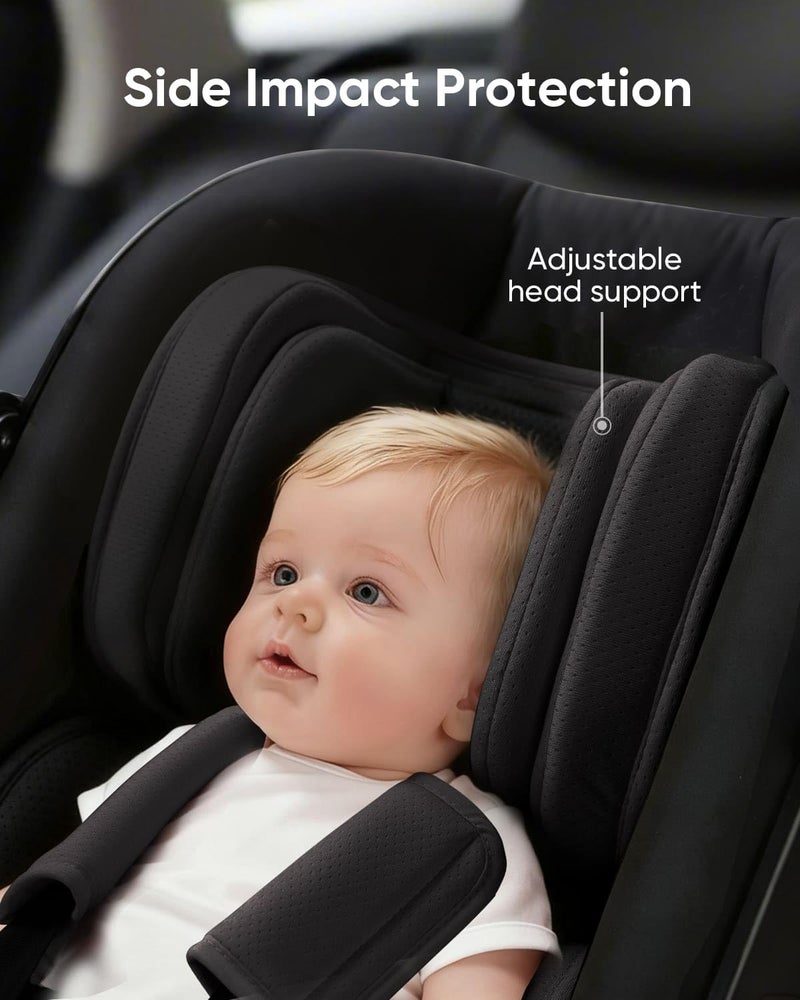 TinlyFinly Infant Insert Compatible with Doona, Graco, Britax, Chicco, Evenflo Car Seat, Adjustable Baby Head Body Support Cushion for Newborn to Toddler, Fits Infant Car Seat and Stroller (Black) - Image 3