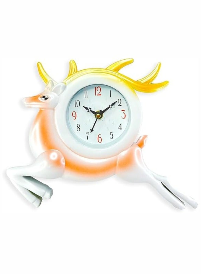 Lukadah Deer Clock Luxury Decoration, Gifts, Ornaments, Home Decor, Table, Shelves, Living Room, Office, Bedroom, Festival Gift (White)  - Image 1