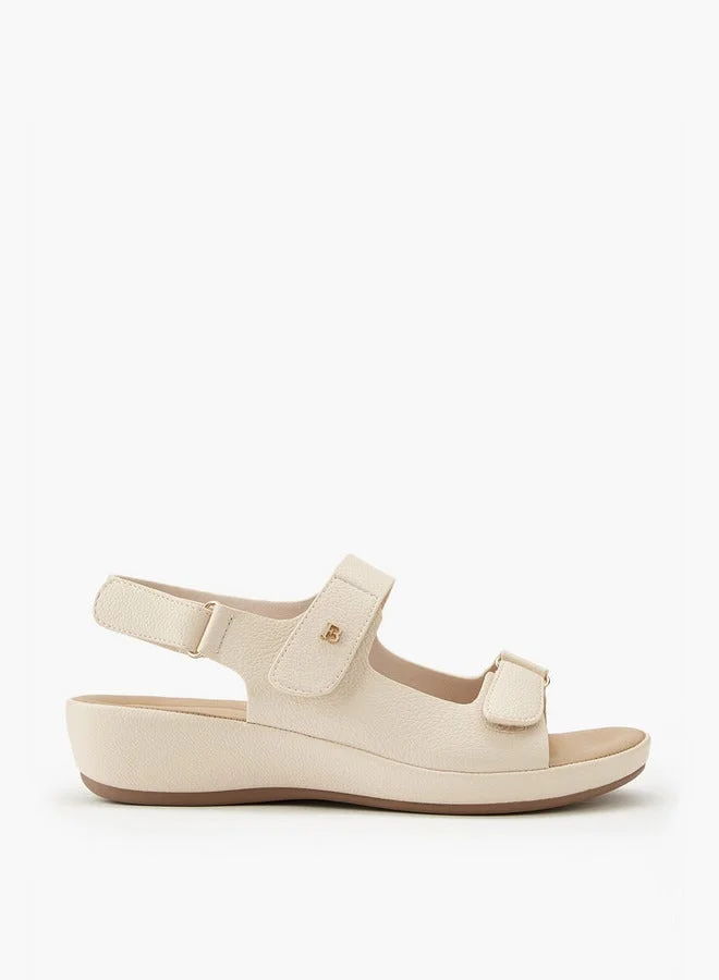 Solid Sandals with Hook and Loop Closure