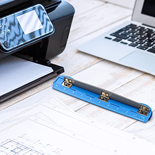 Eagle 3 Hole Punch, Portable Ring Binder 3 Hole Punch, Paper Puncher with Integrated Ruler, 5 Sheets Capacity, for Ring Binders, Office and School Supplies (Blue) - Image 3
