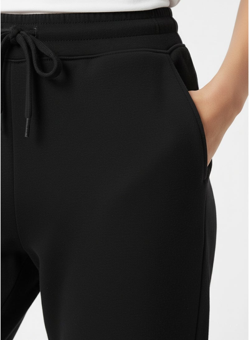 polinesia Women’s Drawstring Joggers – Black Cotton And Polyester, Sweatpants With Pockets - Image 4