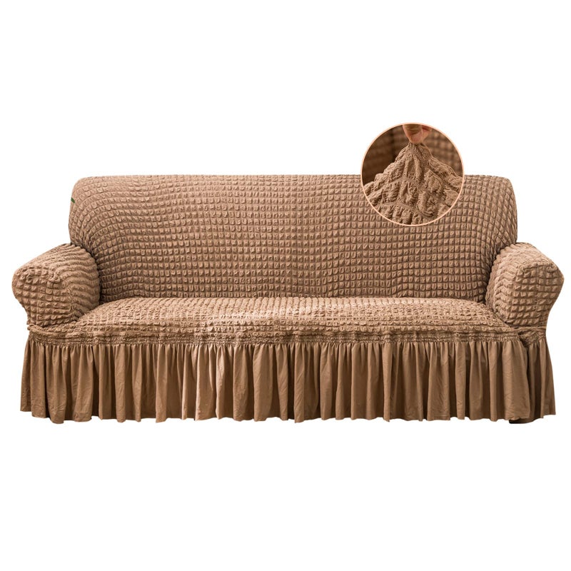 Jeloris Stretch Sofa Slipcover Easy Fitted Sofa Couch Cover with Skirt Durable Washable Universal High Elastic Furniture Protector for Kids Pets Large Khaki