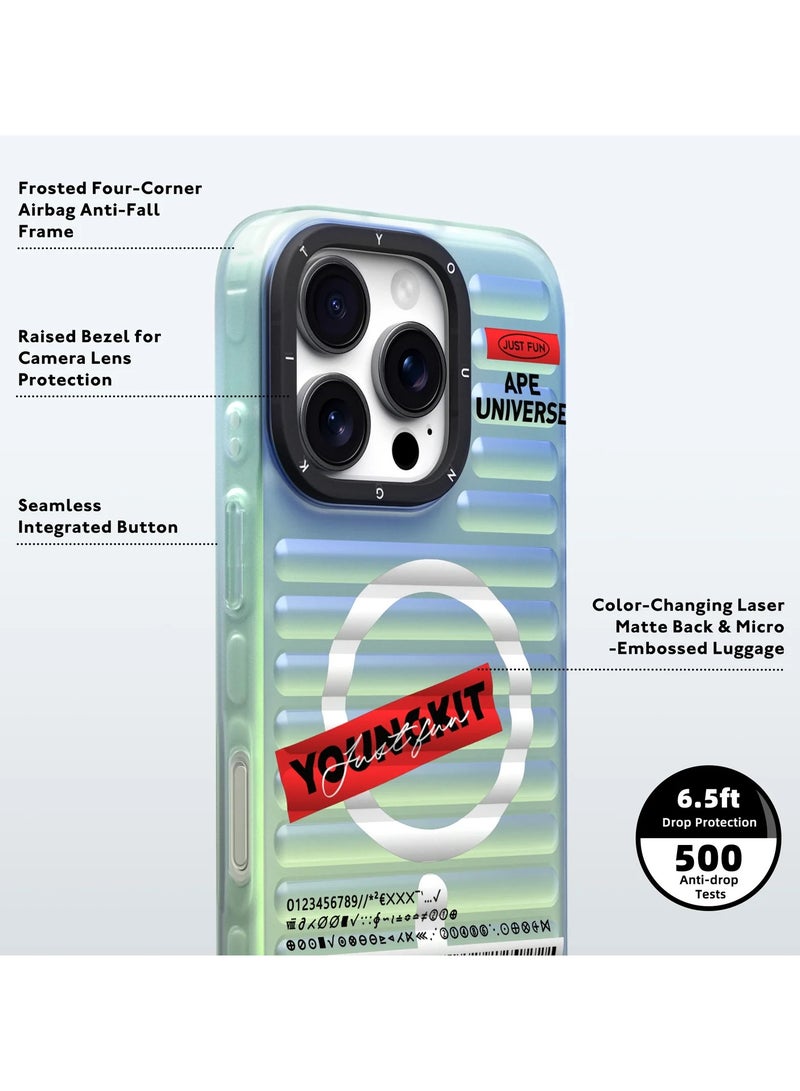 يونج كيت حافظة YOUNGKIT ذات اللون الديناميكي الأنيق مستوحاة من الأمتعة لهاتف iPhone 16 Pro Max - Image 3
