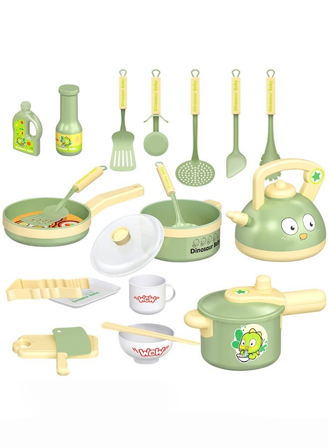 19 pcs Kids Kitchen Playset,Toddler Pretend Cooking Play Pots, Pans, Utensils Cookware,Play Food Set Educational Learning Gift for Boy Girl - Image 1