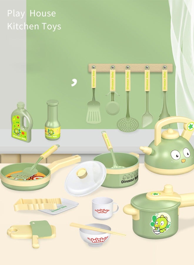 19 pcs Kids Kitchen Playset,Toddler Pretend Cooking Play Pots, Pans, Utensils Cookware,Play Food Set Educational Learning Gift for Boy Girl - Image 2