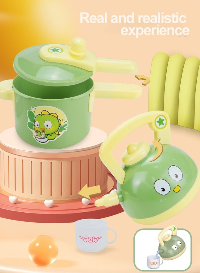 19 pcs Kids Kitchen Playset,Toddler Pretend Cooking Play Pots, Pans, Utensils Cookware,Play Food Set Educational Learning Gift for Boy Girl - Image 4