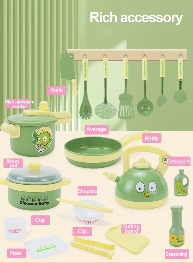 19 pcs Kids Kitchen Playset,Toddler Pretend Cooking Play Pots, Pans, Utensils Cookware,Play Food Set Educational Learning Gift for Boy Girl - Image 5