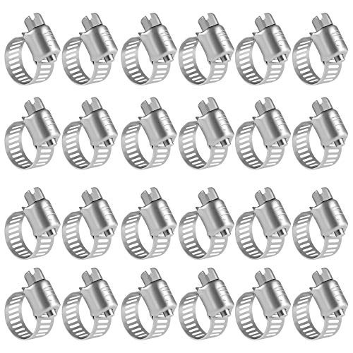 WINL Stainless Steel Hose Clamps 1/2'' - 24PK Size 4 Worm Gear Drive Hose Clamps Small Clamping Range 1/4 Inch to 5/8 Inch (6mm-16mm) for Automotive Fuel Line,1/4 Inch,1/2 Inch - Image 1