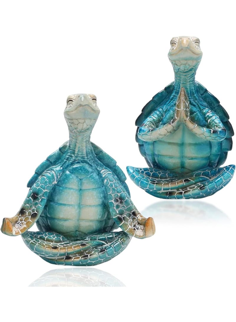 SOLARAE Sea Turtle Meditating Yoga Figurines, Yoga Sea Turtle Figurine Statues for Meditating, for Living Room Office Bedroom Decoration and Spiritual Garden Room - Image 1