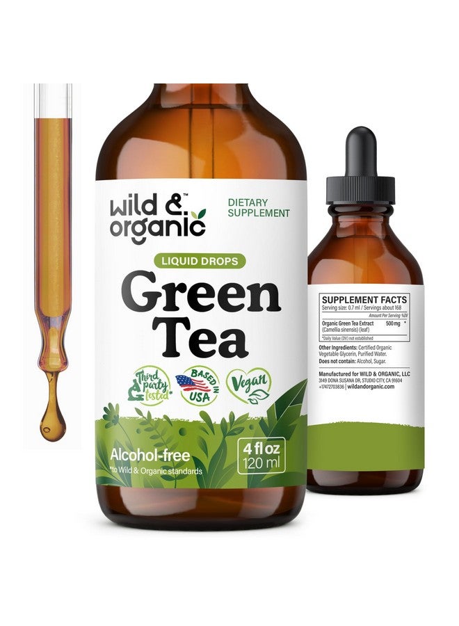 Wild & Organic Wild & Organic Green Tea Extract Liquid Drops - Antioxidant-Rich Green Tea Supplement - 2-Month Supply - Vegan, Sugar & Alcohol-Free Camellia Sinensis Tincture - 4 fl oz  - Image 1