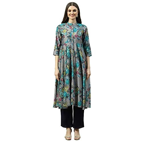 Biba Women Printed Straight Kurta Mix and Match(Casual D1775_Black_32), Below The Knee, Dress - Image 5
