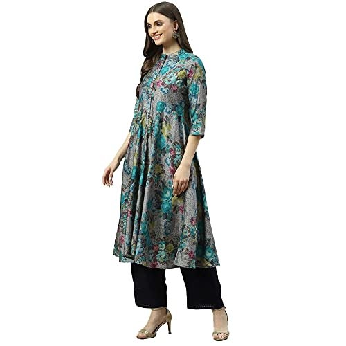 Biba Women Printed Straight Kurta Mix and Match(Casual D1775_Black_32), Below The Knee, Dress - Image 3