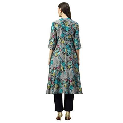 Biba Women Printed Straight Kurta Mix and Match(Casual D1775_Black_32), Below The Knee, Dress - Image 2