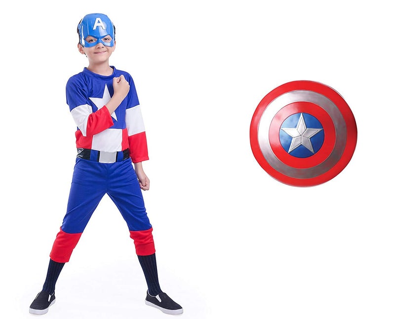 FancyDressWale Hoisery American Soldier Dress For Kids With Mask & Shield (4 Years-6 Years)|Blue - Image 3