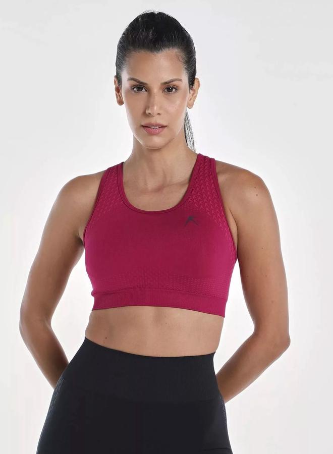 Wizard Women Burgundy Textured Racerback Seamless Support Bra - Image 1