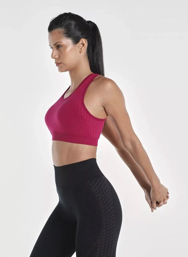 Wizard Burgundy Women Burgundy Textured Racerback Seamless Support Bra for Women | Best Price UAE