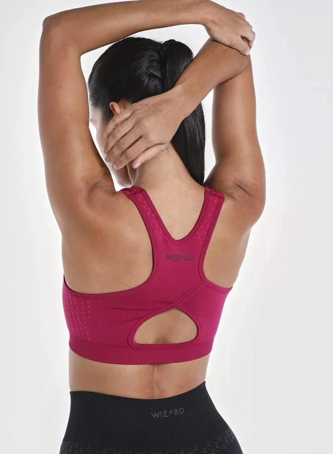 Wizard Women Burgundy Textured Racerback Seamless Support Bra