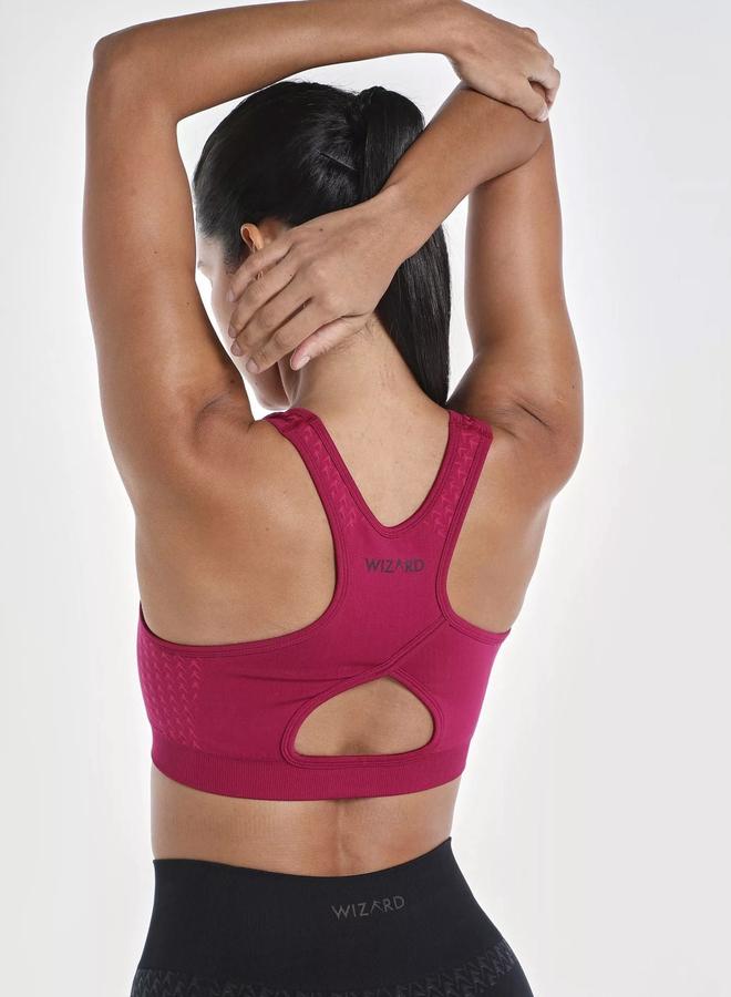 Wizard Women Burgundy Textured Racerback Seamless Support Bra - Image 2