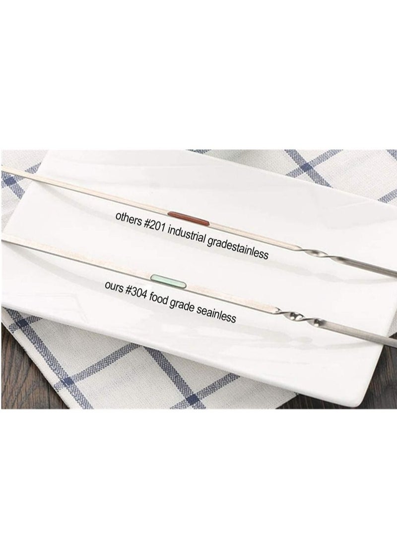 SYOSI - 12 Pcs 14 Inch Metal Skewers for Grilling Kabob Skewers Flat Barbecue Skewer Stainless Steel Shish Kebob Sticks Grilling Skewers Set Reusable BBQ Sticks for Shrimp Chicken Vegetable - Image 1
