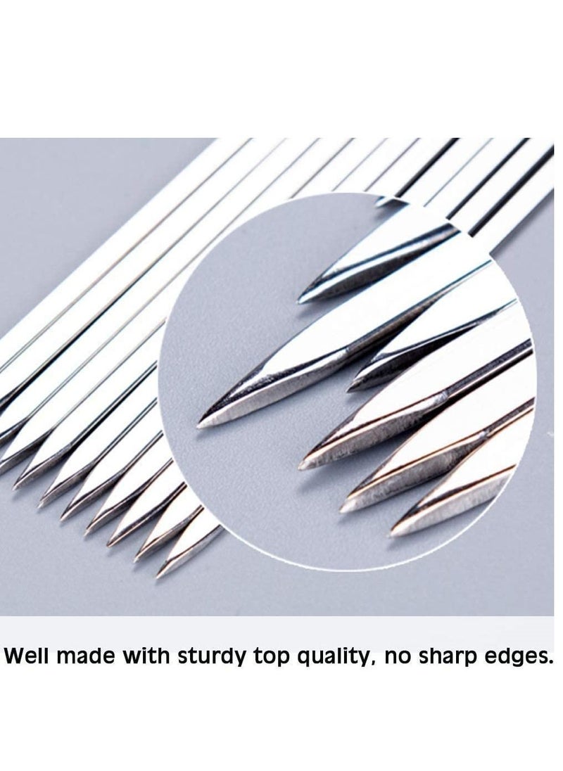 SYOSI - 12 Pcs 14 Inch Metal Skewers for Grilling Kabob Skewers Flat Barbecue Skewer Stainless Steel Shish Kebob Sticks Grilling Skewers Set Reusable BBQ Sticks for Shrimp Chicken Vegetable - Image 1