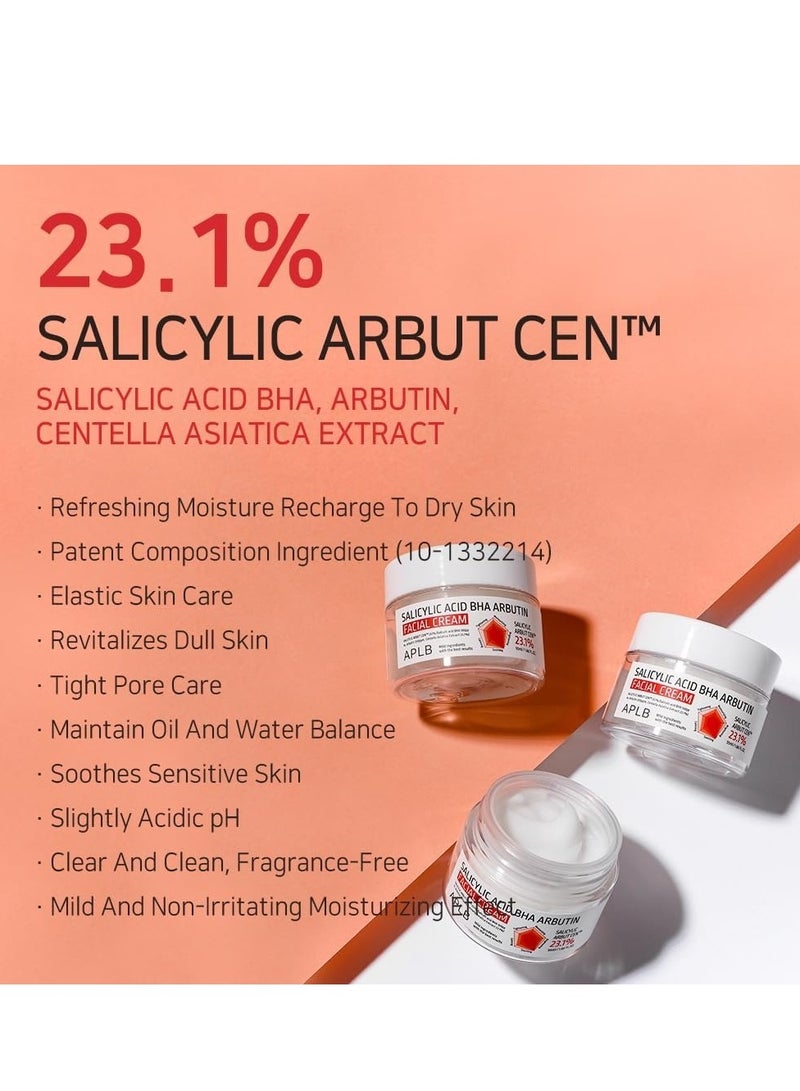 APLB Salicylic Acid BHA Arbutin Facial Cream | SALICYLIC ARBUT CEN™ 23.1% 1.86 FL.OZ/Korean Skincare, Deep hydration, Acne & Pore care, Revitalize for gentle and improve skin texture - Image 3