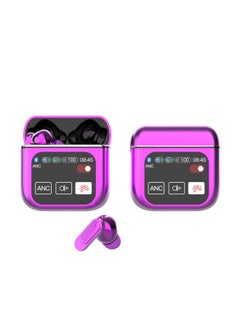 SE60 Color Screen Touch TWS Wireless Bluetooth Headset ANC Active Noise Reduction Long Endurance In-ear Headset-Color:Dark Violet