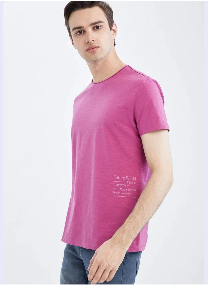 DeFacto Regular Fit Short Sleeve Minimal Slogan Print T-Shirt