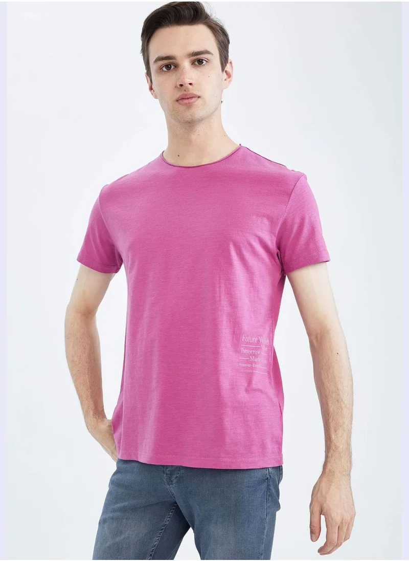 DeFacto Regular Fit Short Sleeve Minimal Slogan Print T-Shirt