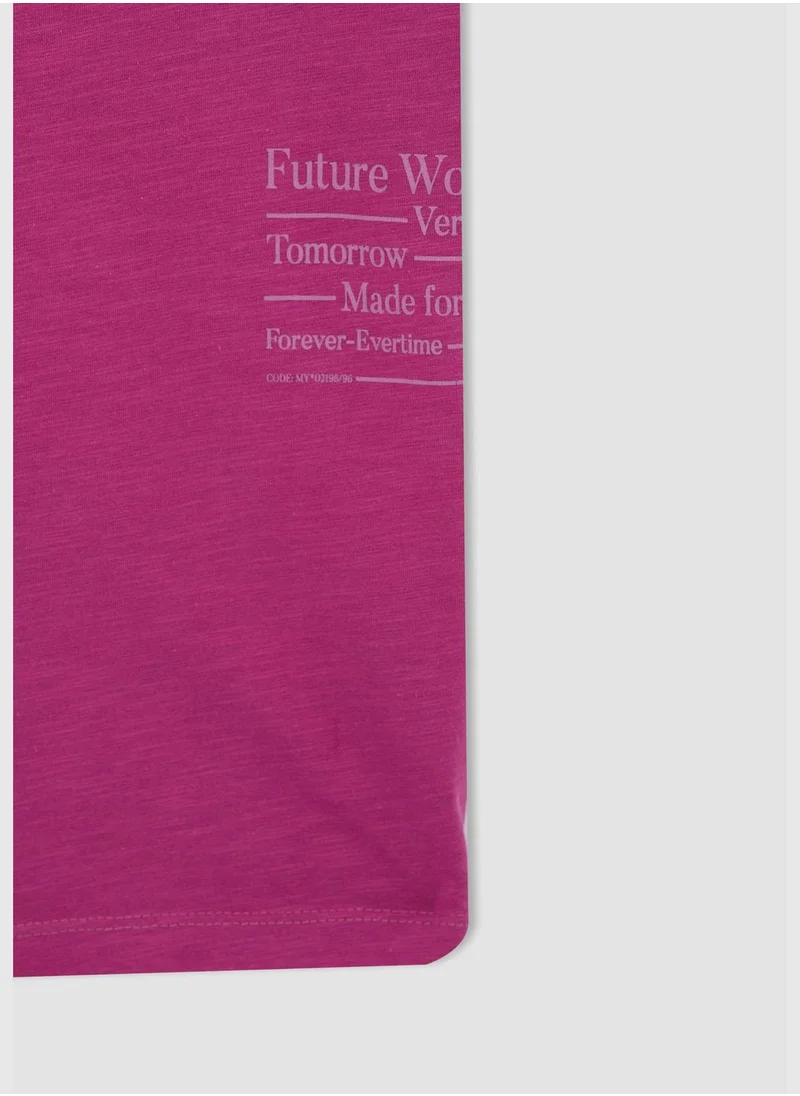 DeFacto Regular Fit Short Sleeve Minimal Slogan Print T-Shirt