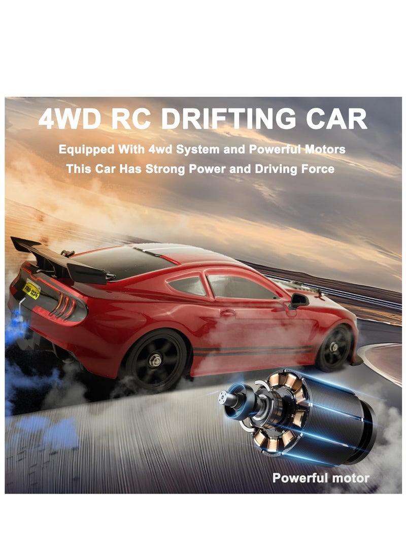 اكسيسن - سيارة آر سي دريفت، سيارة تحكم عن بعد بمقياس 1:16 بمقياس 4WD 4WD، سيارة نموذجية عالية السرعة 2.4 جيجا هرتز 18 كم/ساعة مع أضواء LED، رذاذ وإطارات انجراف، لعبة سباق سيارات تتضمن بطاريتين، هدية للأطفال الأولاد البنات البنات الكبار - Image 1