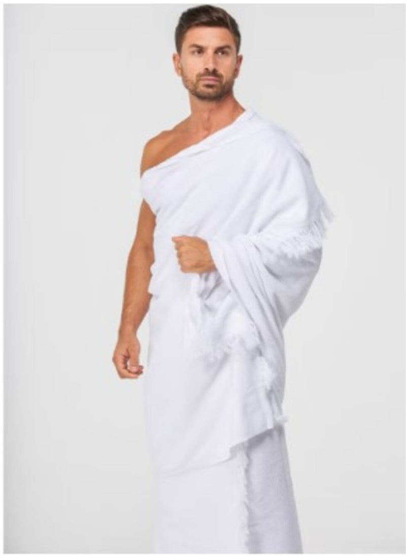 FULL JOY - Ihram 2-Piece Hajj And Umrah Religious Cloth For Men , White - Image 1