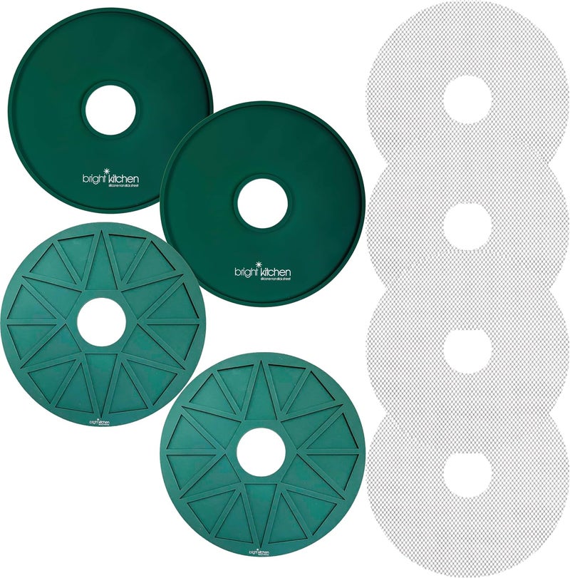 Bright Kitchen 2 Fruit Leather Silicone Dehydrator Sheets with EDGES - NON-Toxic for Nesco Round Dehydrators Lip Mold Hold Batter Liquid Fruit Roll Up Fruit Leather Circle ReUsable Flexible Non Stick - Image 1