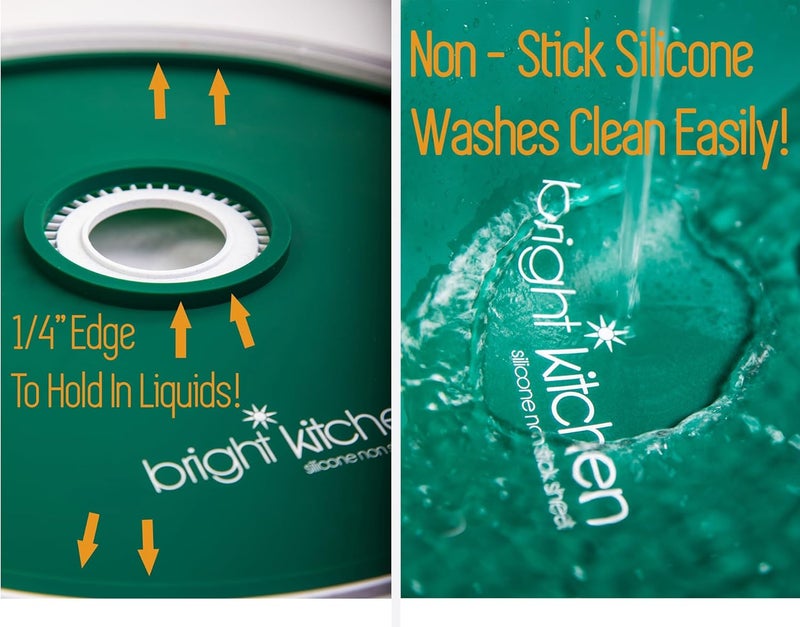 Bright Kitchen 2 Fruit Leather Silicone Dehydrator Sheets with EDGES - NON-Toxic for Nesco Round Dehydrators Lip Mold Hold Batter Liquid Fruit Roll Up Fruit Leather Circle ReUsable Flexible Non Stick - Image 5