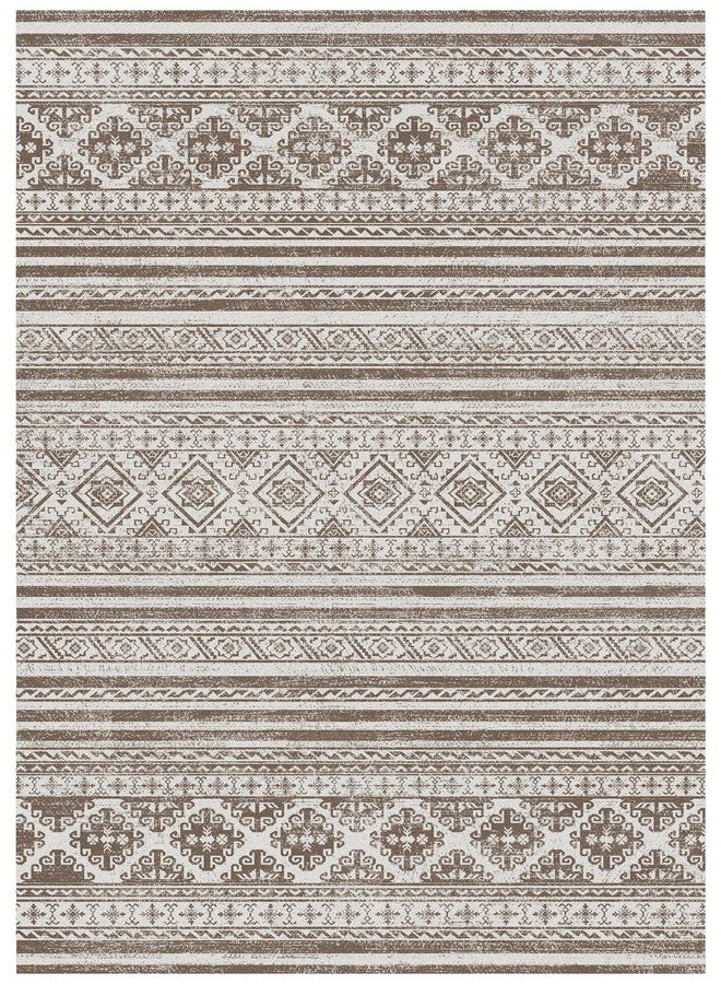 RUGSURE سجاد روجشور قابل للغسل، مقاس 4 × 6 قدم، سمك 1/6 بوصة، مستوحى من الطراز المغربي، مقاوم للبقع والماء، مانع للانزلاق، مناسب لغرفة المعيشة، غرفة النوم، غرفة الأطفال، مناسب للحيوانات الأليفة والأطفال (بني). - Image 2