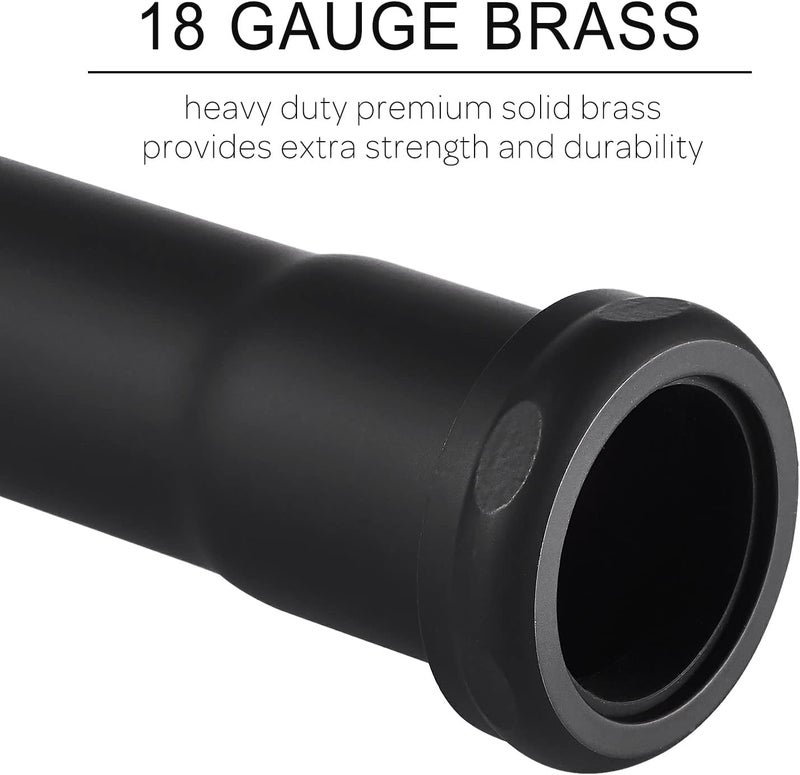 Fipoque 18 Gauge Brass Slip Joint Extension Tube 1-1/4” OD x 8” with Nut and Rubber Washer, P Trap Extension Tube, Sink Drain Tailpiece Tube Extension Heavy Duty, Matte Black - Image 2