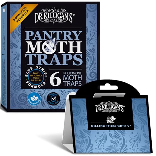Dr. KILLIGAN'S Dr Killigans Premium Double Potent Pantry Moth Traps with Pheromones Prime Indian Meal Moth Traps for House How to Get Rid of Moths in House 6 Count Blue 