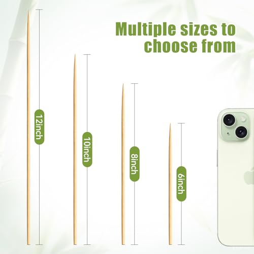 Aerisque 200PCS 10 inch Bamboo Skewers for BBQ,Appetizer,Fruit,Cocktail,Kabob,Chocolate Fountain,Grilling,Kitchen, Crafting and Party. More Size Choices 6"/8"/10"/12"/36" - Image 5