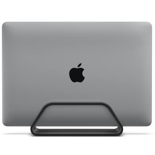 HumanCentric Vertical Laptop Stand Compatible with MacBook Pro and MacBook Air Holder for Personal Computer Desk Stand Aluminium Exchangeable Inserts to Fit Different Device Models Black - Image 1