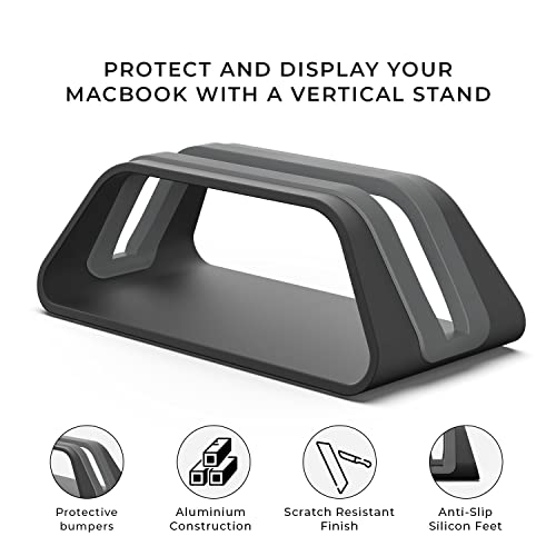 HumanCentric Vertical Laptop Stand Compatible with MacBook Pro and MacBook Air Holder for Personal Computer Desk Stand Aluminium Exchangeable Inserts to Fit Different Device Models Black - Image 3