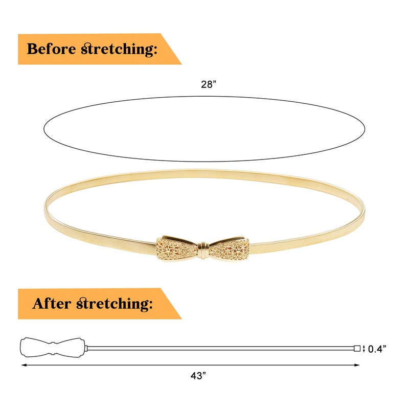 E-Clover Cute Bowknot Metal Buckle Skinny Stretch Waist Belt For Dress (Style4) - Image 3
