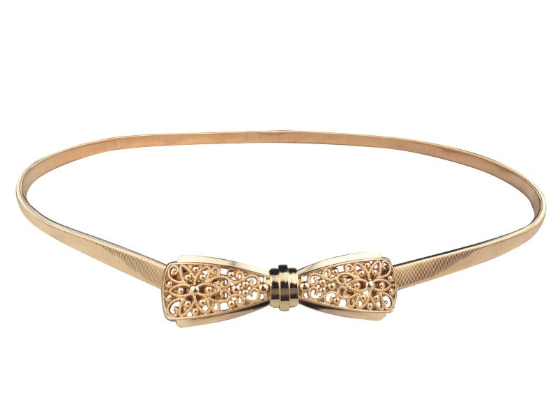 E-Clover Cute Bowknot Metal Buckle Skinny Stretch Waist Belt For Dress (Style4) - Image 1