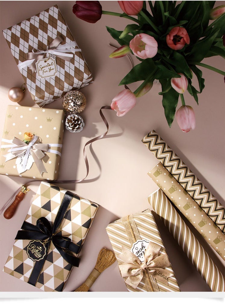 Neox 7 Sheets Gift Wrapping Paper with Ribbon Sticker Tape Set, Durable Gift Wrap Set for Birthday Party, Valentines Day, Wedding, Baby Shower, Bridal Shower, Graduation 50 cm X 70 cm - Image 3