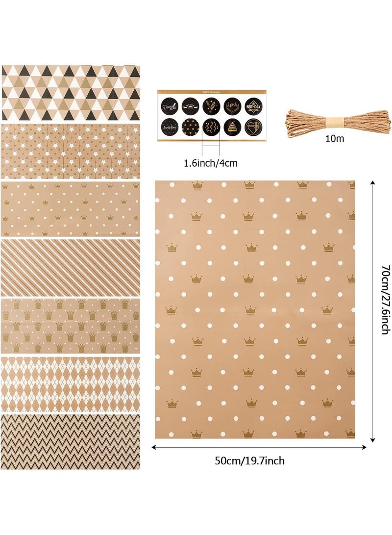 Neox 7 Sheets Gift Wrapping Paper with Ribbon Sticker Tape Set, Durable Gift Wrap Set for Birthday Party, Valentines Day, Wedding, Baby Shower, Bridal Shower, Graduation 50 cm X 70 cm - Image 5