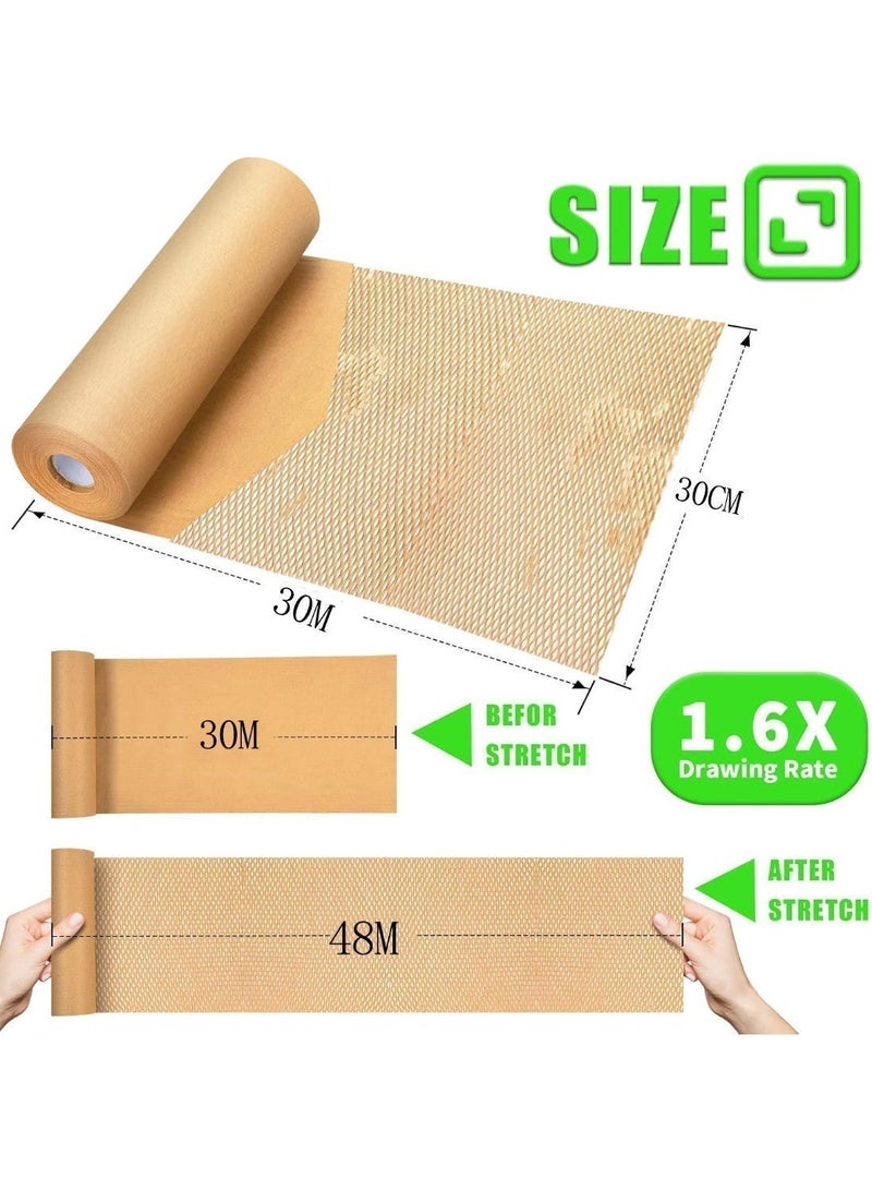 Neox Honeycomb Packing Paper,30cm x 30 Meters Packing Paper Sustainable Alternative To Bubble Wrap For Moving Shipping Packing Roll,Eco Friendly Bubble Wrap Alternative Roll Kraft Paper Packing - Image 5