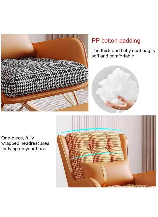 fashionhome Set of 2 Modern Upholstered Recliner High Back Ergonomic Comfy Rocking Chair with Footrest Patio Rocking Chair Couch Lounge Single Sofa Chair for Balcony Outdoor Chair with Armrests Contemporary Accent Chair 60x80x70 and 53x40x32 cm (Fully Assembled)  - Image 4