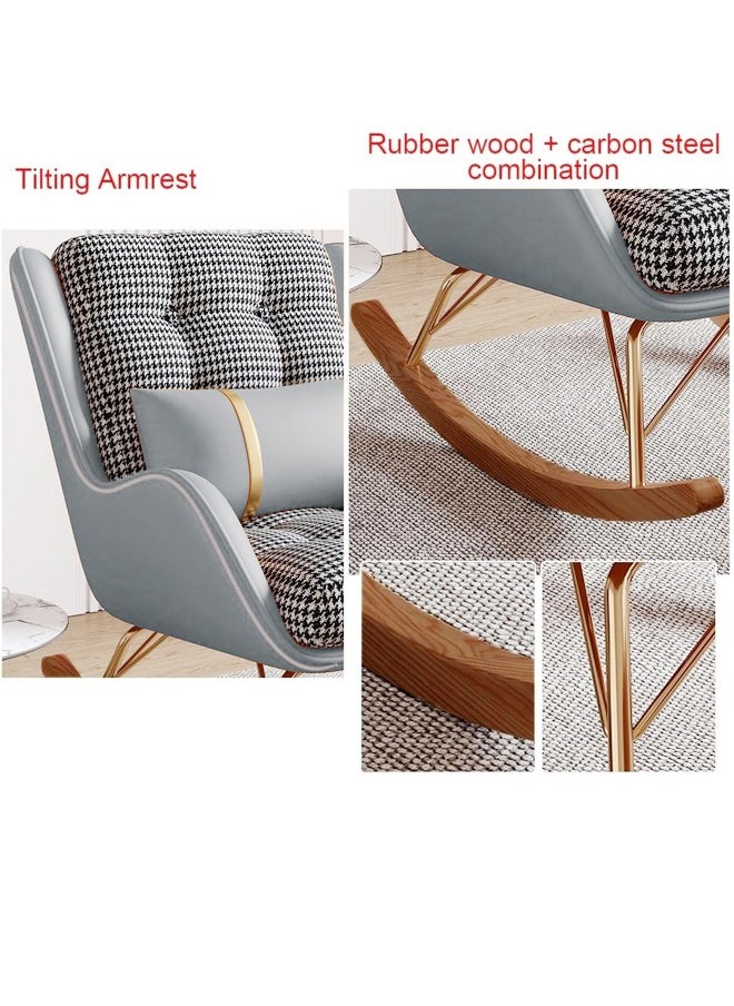 fashionhome Set of 2 Modern Upholstered Recliner High Back Ergonomic Comfy Rocking Chair with Footrest Patio Rocking Chair Couch Lounge Single Sofa Chair for Balcony Outdoor Chair with Armrests Contemporary Accent Chair 60x80x70 and 53x40x32 cm (Fully Assembled)  - Image 3