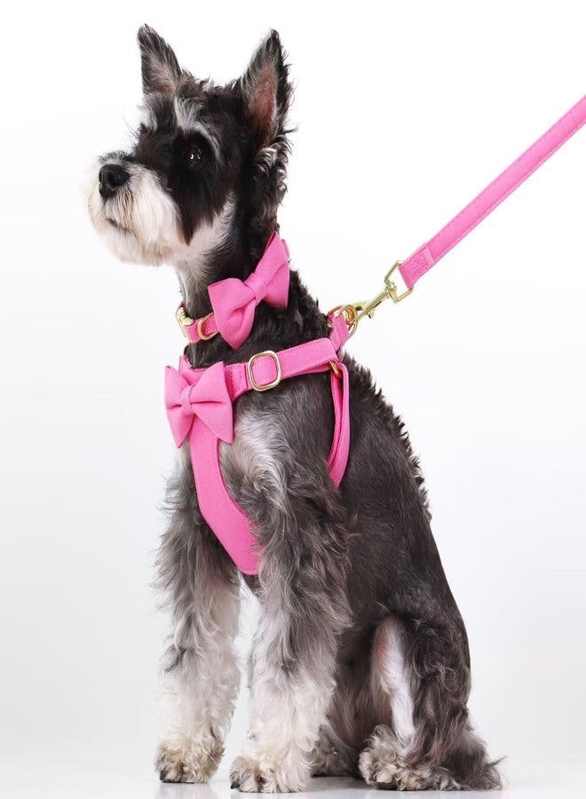 Beirui Adorable Small Dog Harness Collar and Leash Set,Cute XS Puppy Harness Set with 3 Bows for Small Dogs,Pomeranian,Yorkie,Adjustable Step-in Vest for Walking,Parties&Holiday Outfits(Hot Pink,XS) - Image 4