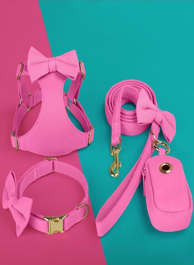 Beirui Adorable Small Dog Harness Collar and Leash Set,Cute XS Puppy Harness Set with 3 Bows for Small Dogs,Pomeranian,Yorkie,Adjustable Step-in Vest for Walking,Parties&Holiday Outfits(Hot Pink,XS) - Image 5